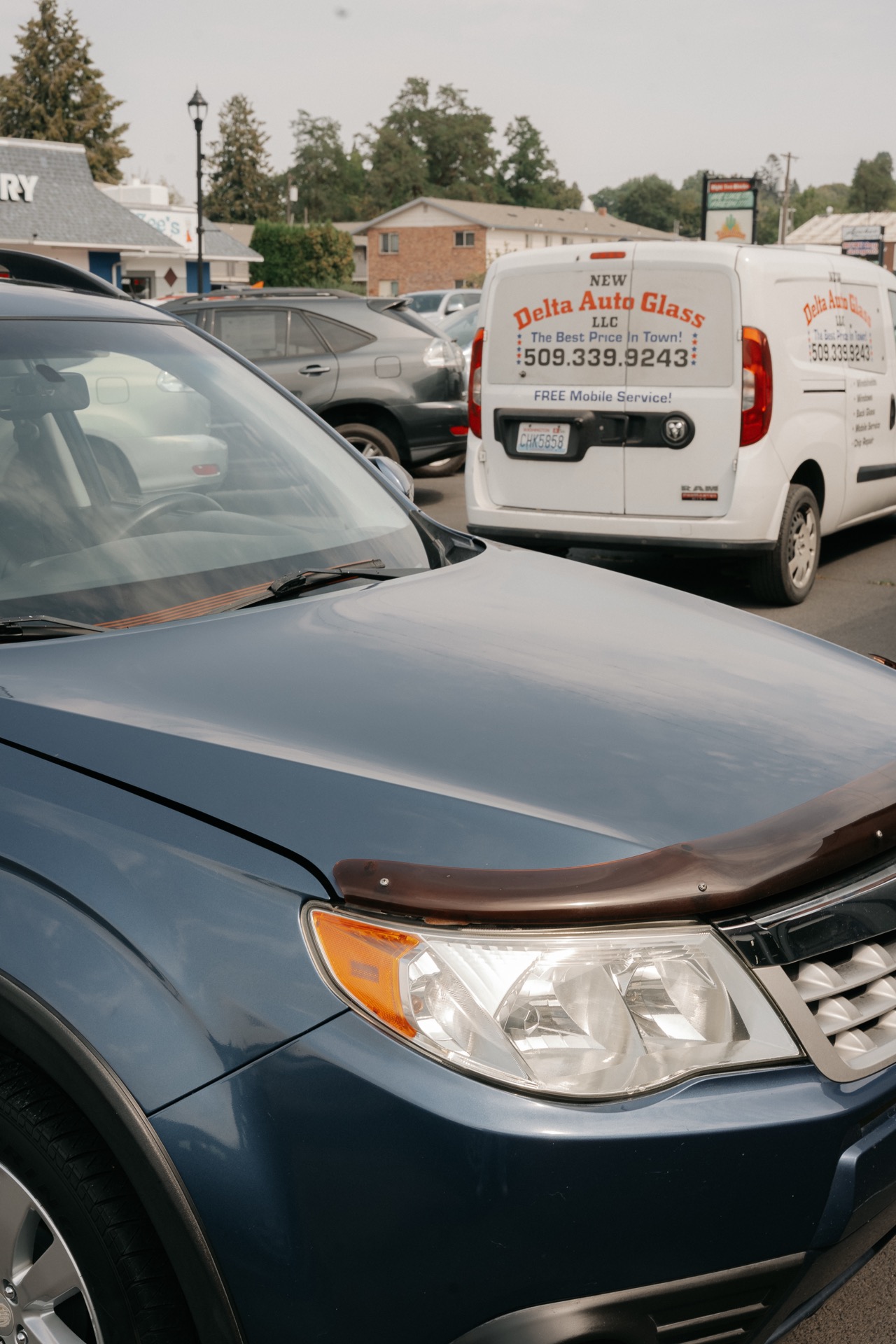 ADAS camera and sensor mounted behind a vehicle windshield in Pullman WA