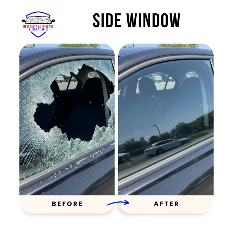Before and after side window replacement